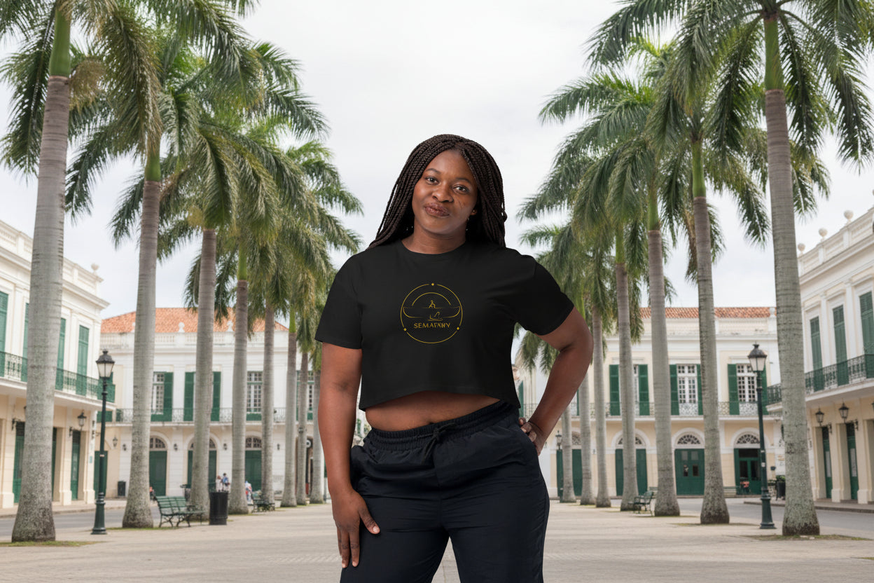 Crop top noir Sematawy vue de face